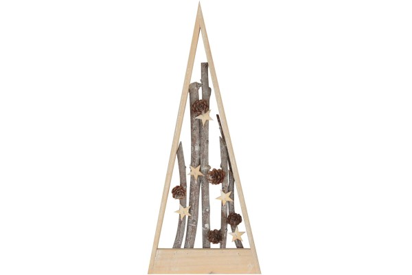 Deko Holzbaum 50 cm mit Astverzierungen Zapfen und Sternen