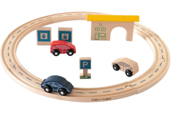 Eichhorn Holzspielzeug Straßenset Tankstelle 135 cm 16 Teile, Jungen, Spielwaren