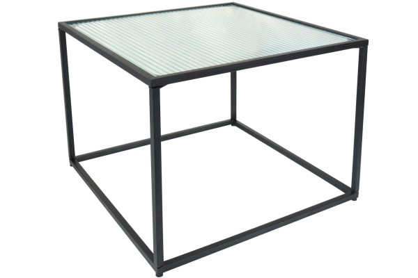 Beistelltisch Metall schwarz mit Glasplatte 49 x 49 x 35 cm Tisch eckig