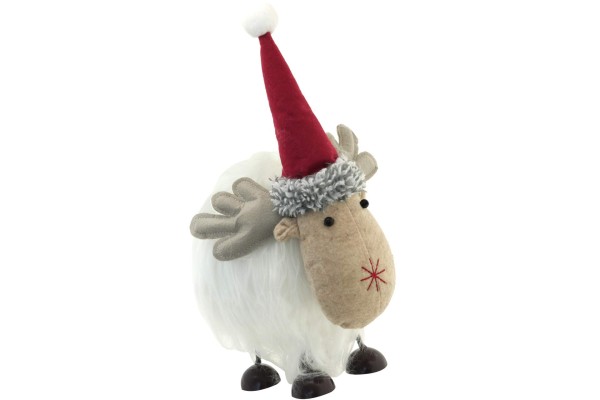 Weihnacht Deko Schaf Sabine wackelnd 35 cm weiß mit Mütze