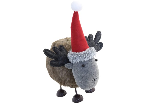 Weihnacht Deko Schaf Jens wackelnd 35 cm braun mit Mütze