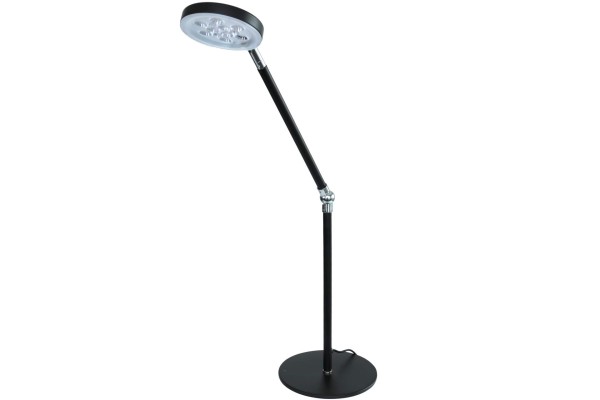 LED- Schreibtischlampe mit rundem Lampenkopf Schwarz/Chrom