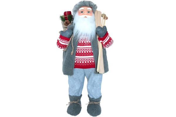 Weihnachtsmann 80 cm mit Brille Skier & Sack Santa Claus
