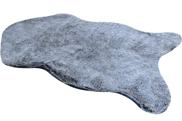 Dekofell grau 90 x 60 cm abgerundetes Modell Fellteppich Kunstfell