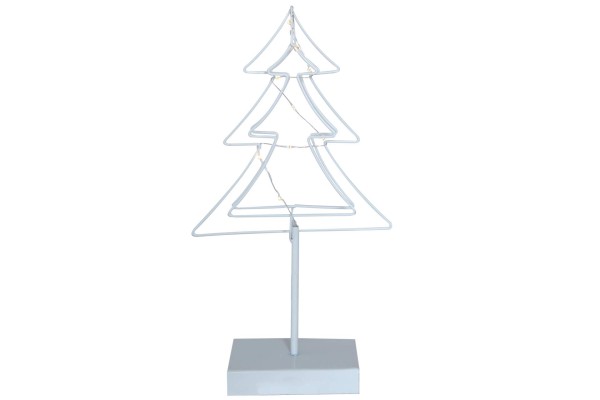 Weihnachtsbaum Metallbaum 10 LED weiß lackiert mit Timer