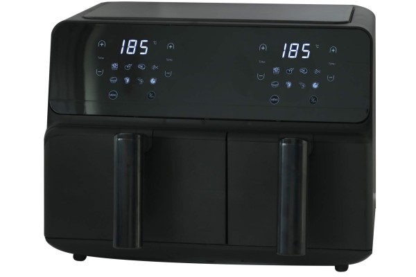 Doppel Heißluft Fritteuse 9 Liter 5,5/3,5 l schwarz 2200 Watt Touch Display