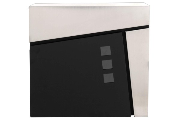 Kynast Briefkasten schwarz mit Edelstahl Applikation 37 cm