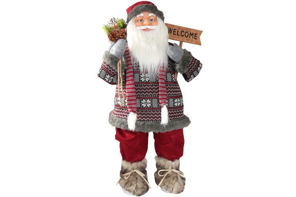 Weihnachtsmann 80 cm mit Willkommensschild & Filzsack Nikolaus XMAS