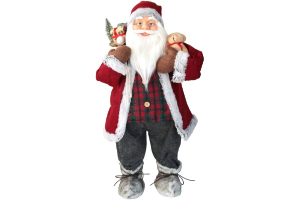 Weihnachtsmann 80 cm mit Teddy & Geschenkesack Nikolaus XMAS