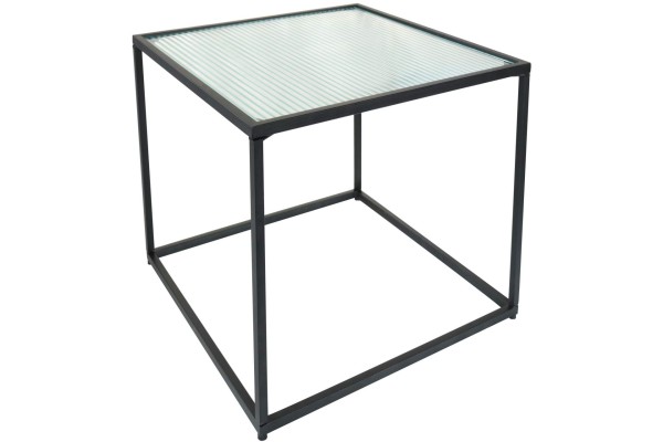 Beistelltisch Metall schwarz mit Glasplatte 35 x 35 x 35 cm Tisch eckig