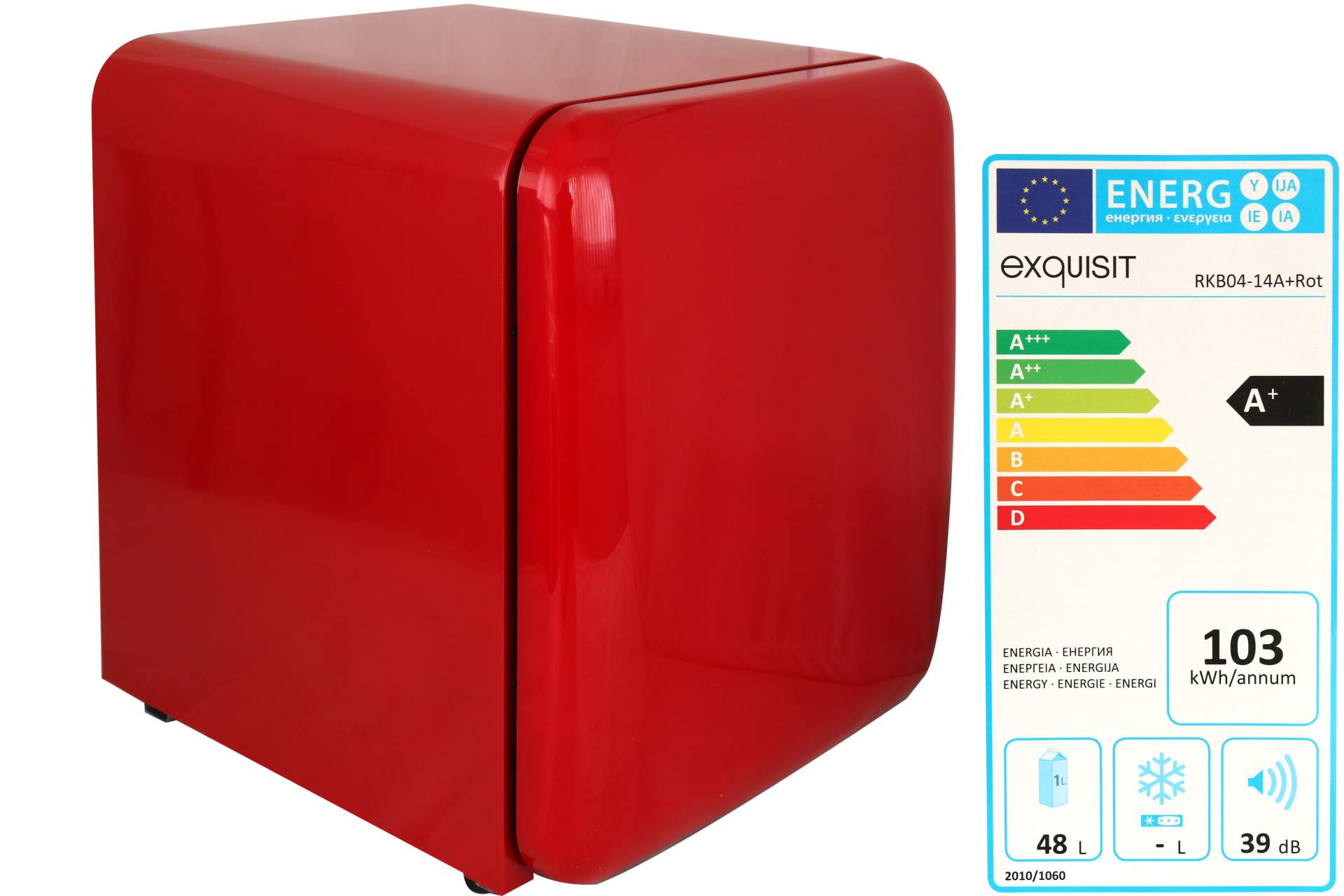 Exquisit Mini Kühlschrank ROT 48 Liter Retro Style Minibar 50 cm, Haushalt, Elektrogeräte