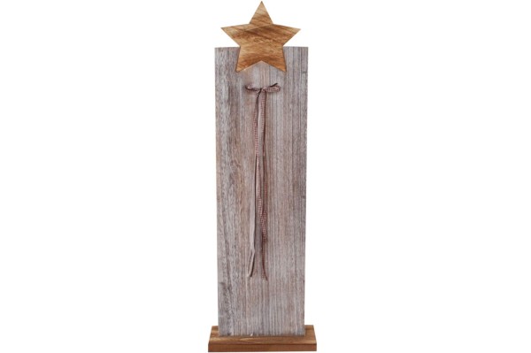 Deko Holzsäule mit Stern 50cm hoch Weihnachtsdeko Massivholz
