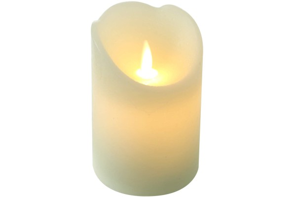 LED Rustik Echtwachs Kerze 12,5 cm Creme mit Timer