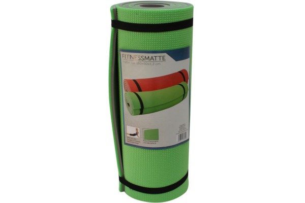 Robuste Fitnessmatte Yogamatte Grün grau 180 x 50 x 1,2 cm